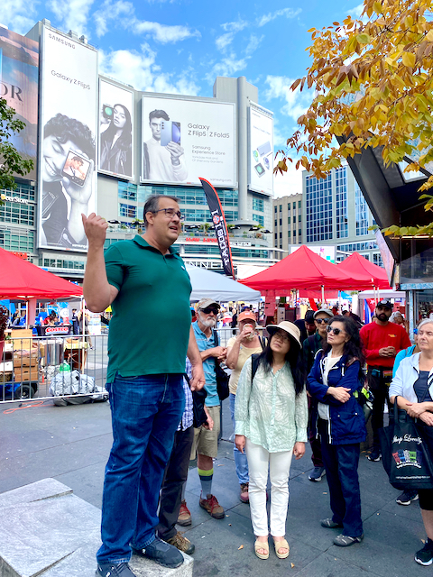 Sean Marshall speaks at Dundas Square